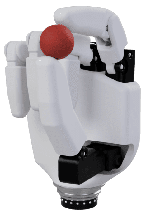 Pearl White Wave bionic hand demonstrating high-precision grip